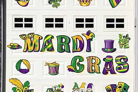 22 Pieces Mardi Gras Garage Door Decorations Mardi Gras Garage Door Magnets Gnome Crown Mask..