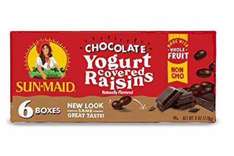 Sun-Maid Yogurt Coated Raisins | Dark Chocolate | 1 Ounce Boxes | Pack of 6 | Whole Natural Dried..