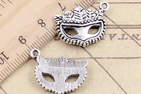 NTNLAN 10pcs Charms Party Mask Masquerade Mardi Gras 19x20mm Tibetan Silver Color Pendants Antique..