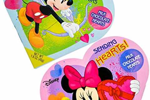 Disney Mickey and Minnie Valentines Day Heart Gift Box with Milk Chocolate Hearts, Pack of 2