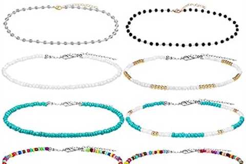 12 Pcs Beaded Choker Necklaces for Women Girls Handmade Y2K Choker Necklace Pack Boho Colorful Bead ..