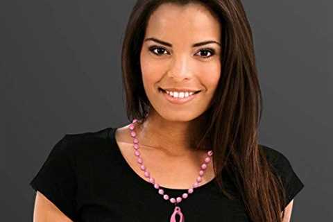 FlashingBlinkyLights Breast Cancer Awareness Pink Ribbon Bead Necklace (Set of 48)