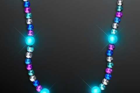 FlashingBlinkyLights Turquoise Light Up LED Bead Necklace