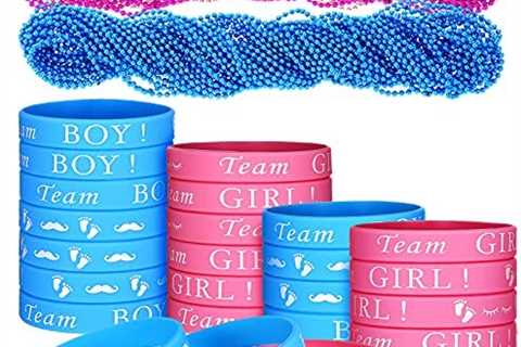 48 Gender Reveal Bracelets and Bead Necklaces Set Includes 24 Pieces Team Boy Girl Bracelet and 24..