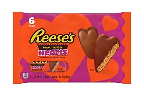 REESE’S Milk Chocolate Peanut Butter Hearts Candy, Valentine’s Day, 1.2 oz Packs (6 Count)