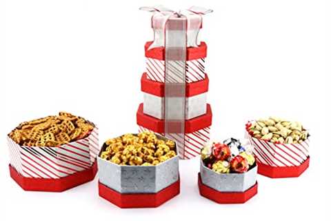 Anna and Sarah Gift Tower Box Party Mix, Gourmet Gift Tower Basket, Christmas, Valentine’s Day,..