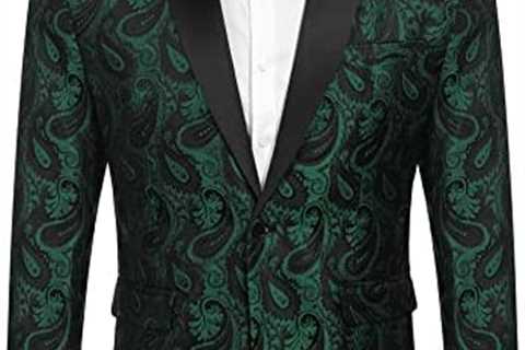 COOFANDY Mens Floral Tuxedo Jacket Paisley Shawl Lapel Suit Blazer Jacket for Dinner,Prom,Wedding