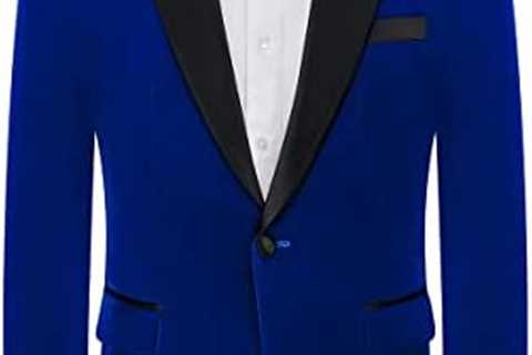 Mens Velvet Blazer Slim Fit Suit Jacket for Men Peaked Lapel One Button Tuxedo Blazer Wedding Prom..