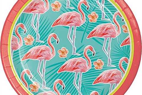 Creative converting Island Oasis 8 Ct 7″ Dessert Paper Plates Summer Luau Pool Party Flamingos