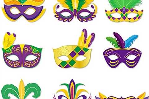 9Pcs Mardi Gras Mask, Carnival Parade Face Masks Decorations Feather Masquerade Party Masks Set for ..