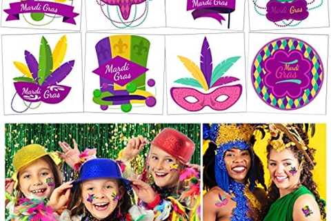 64Pcs Mardi Gras Tatoo Sticker, Mardi Gras Tatoos for Kids New Orleans Party Decorations Waterproof ..