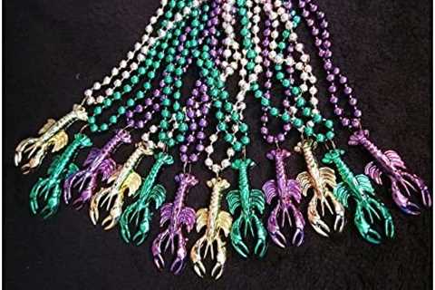 1 Dozen (12) Festive”Purple-Green-Gold Crawfish” Mardi GRAS Necklaces MUDBUGS