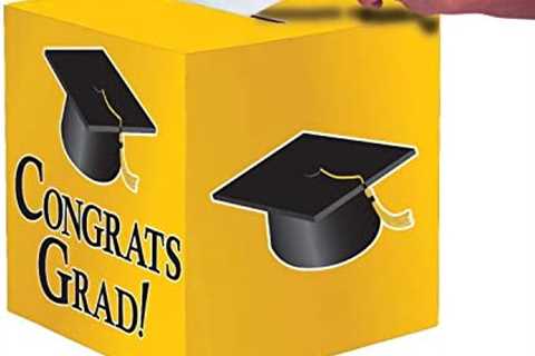 Creative Converting Congrats Grad Card Holder Box, School Bus Yellow –