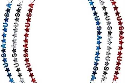 White Blue Red USA Star Beads Necklaces for Patriotic, Independence Day, 4 of July Party, Parade,..