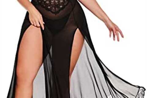 Avidlove Plus Size Lingerie For Women Babydoll Sexy Mesh Maxi Nightdress Strappy Exotic Sleepwear..