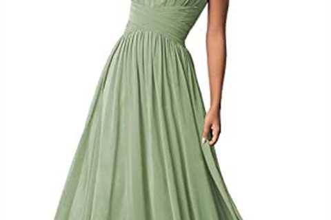 Clothfun Women’s Halter Bridesmaid Dresses Long Chiffon Formal Dresses Evening Party Dress 2023