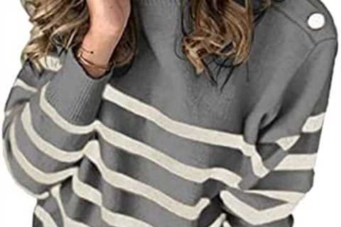 KIRUNDO 2023 Fall Winter Women’s Long Sleeves Knit Sweater Turtleneck Striped Loose Pullover Tops..