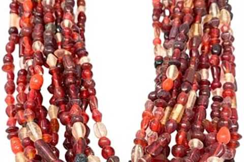 27″ Clear and Red Glass Bead Necklace (Dozen)