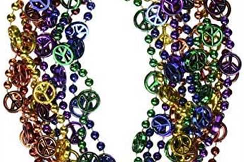 Beistle 57234 Peace Sign Beaded Necklaces, Multicolored