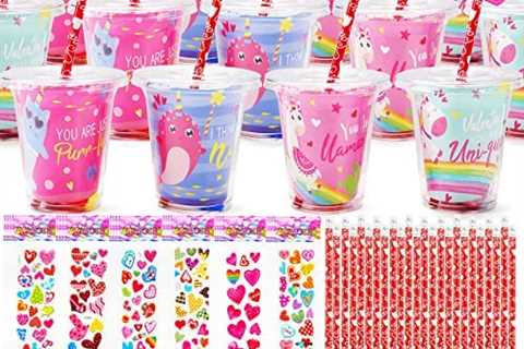 Valentines Day Gifts for Kids – 24 Pack Valentines Day Stationery Gift with Cards Pencils Stickers..