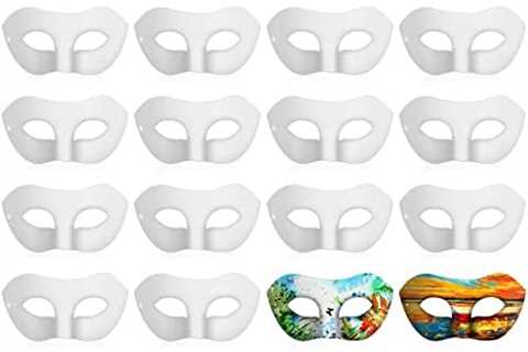 Leyndo 48 Pieces Paper Mache Art Masks Half Face White Craft Masks DIY Blank Masks Masquerade Mask..