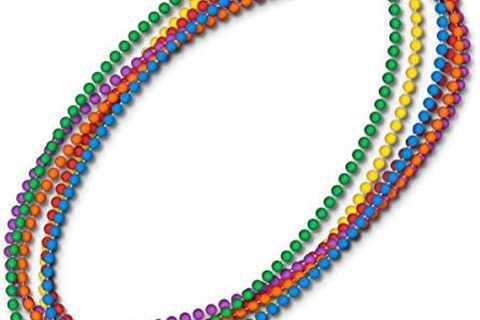 FlashingBlinkyLights Set of 48 Mardi Gras Beads 7mm Round Rainbow Assortment