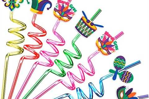 Mardi Gras Party Favors 24pcs Mardi Gras Straws Plastic Mardi Gras Party Decorations Supplies Mardi ..