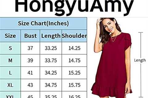 HongyuAmy Women’s Summer Casual Dresses Ruffle Hem Petal Short Sleeve Loose Swing Tunic Mini Dress