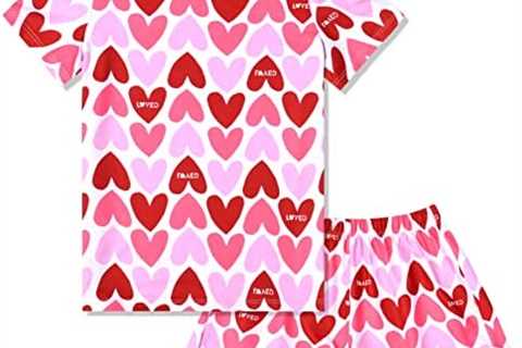 Jxstar Girls Valentines Day Gifts Pajamas Set Kids Lover Heart Pjs Sleepwear