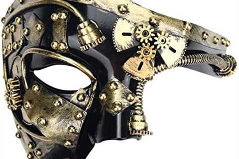 Lilwemen Steampunk Metal Cyborg Venetian Mask, Cyberpunk Mask Masquerade Mask For Men, Phantom Of..