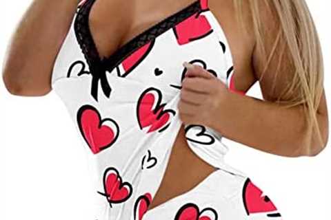 Valentine’s Day Pajama Sets for Women V Neck Camisole Tank Top and Shorts Two Piece Pjs Set..