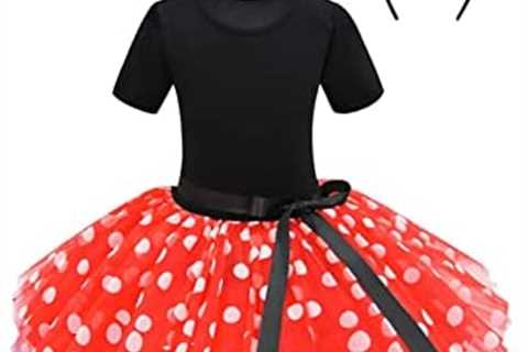 MEHKFAB Toddler Girls Polka Dots Tutu Dress Party Cosplay Costume with Cartoon Ear Headband