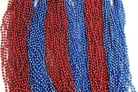 Bead Neclaces Mardi Gras Beads Royal Blue & Red Disco Mix 33″ Football Party 6 Dz 72 Necklaces by..