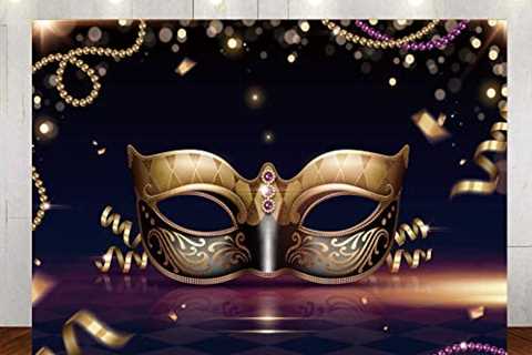 LTLYH 7X5ft Mardi Gras Masquerade Party Backdrops Masquerade Photo Backdrop Golden Mask Black Retro ..