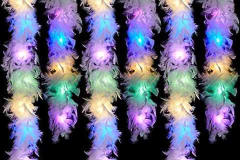 6 Pcs Feather Boa 2 Yards 55g Colorful LED Lights Boas Dancing Scarf for Dress up Party Wedding..