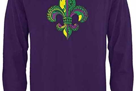 Mardi Gras Ornate Colorful Fleur-de-Lis Mens Long Sleeve T Shirt