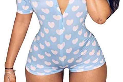 RUEWEY Women V-Neck Shorts Jumpsuit One Piece Bodysuit Pajama Long Sleeve Bodycon Rompers Overall