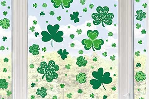 St Patricks Day Window Clings, Shamrock Stickers for St Patricks Day Decorations, 109 PCS Reusable..