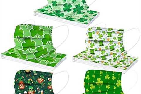 50Pack Women’s St. Patrick’s Day Masks for Adults Women Adult Good Luck Party Mask Irish Shamrock..