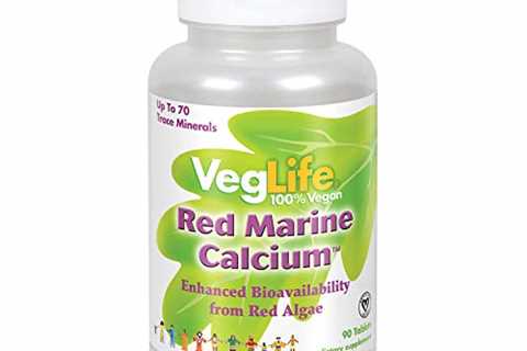 VegLife Red Marine Calcium 1000mg, Bioavailable Calcium  Magnesium from Red Algae; Certified Vegan; ..