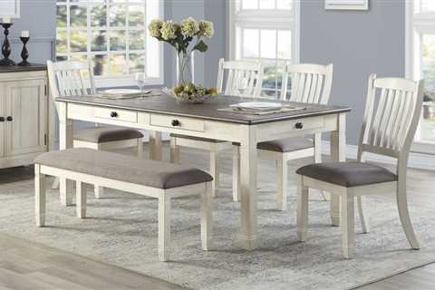 Homelegance 5627NW-72-6PC 6 pc Willow bend antique white rosy brown finish wood dining table set..