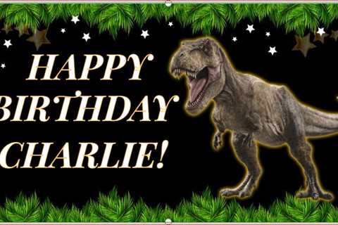 Happy Birthday Dinosaur Green Background Banner - Bigger Better Banner