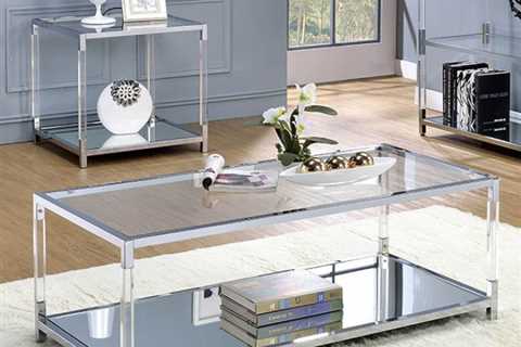 CM4153C Ludvig chrome metal and tempered glass and acrylic coffee table. Click Acima Leasing Easy..