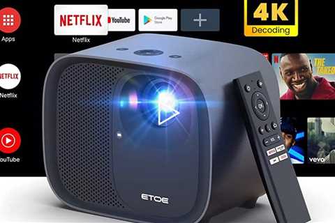 ETOE 1080P Smart Projector, Video Projector with 4K Android TV 10.0