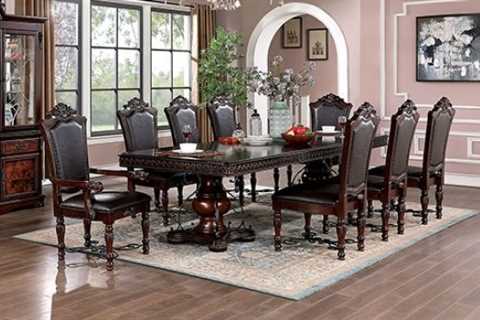 CM3147T-7PC 7 pc Picardy cherry brown finish wood double pedestal dining table set Astoria grand..