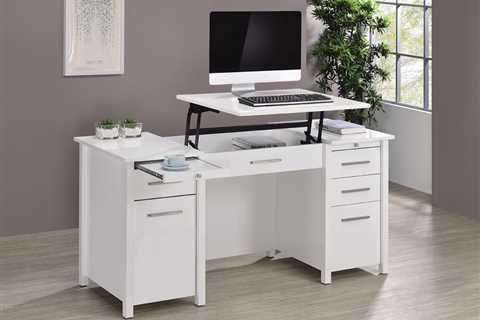 Coaster 801573 Latitude run gania dylan white finish wood lift top office computer desk with..