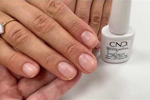 Treating peeling nails with CND Rescue RXx keratin treatment. [pro nail technician explains]