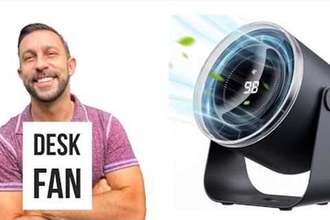 WSKEN Desk Fan with Battery Operated, Quiet Digital Display Portable Fan for Office