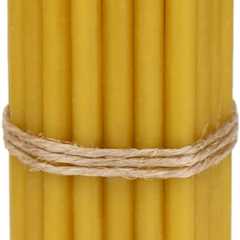 NKlaus 50 x Golden Taper Candles - 16 cm Thin Beeswax - Soot-Free & Drip-Free
