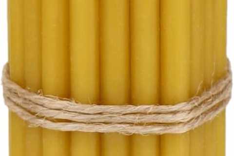 NKlaus 50 x Golden Taper Candles - 16 cm Thin Beeswax - Soot-Free & Drip-Free